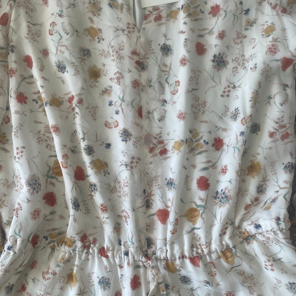 NWT Joie "Weldon" Silk Romper in ivory floral print sz L - Picture 16 of 16